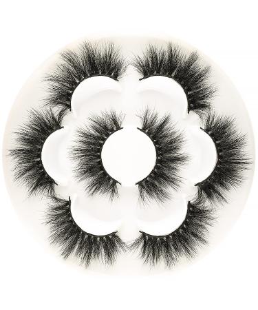 Lethot 20mm Mink Lashes 3D Mink Hair False Eyelashes4 Pairs Fluffy Natural Faux Mink Strip 3D Lashes Pack (B46A)