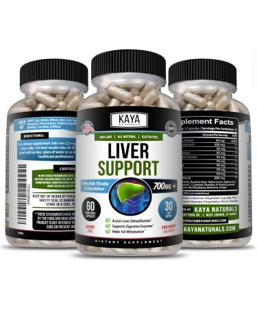 Kaya Naturals Liver Support Capsules with Milk Thistle and Dandelion Root - 60 Count - Detox Cleanse and Gut Health Supplements for Women and Men - Buy Online on GoSupps.com