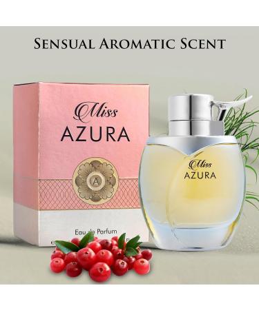 Miss Azura - Top Notes of Ginger Flower Orange Blossom Pink Pepper & Pomegranate - Middle Scent of Dulce de Leche & Datura - Base of Tonka Bean Patchouli & Haitian Vetiver - Elegant 100ml Bottle - Buy Online on GoSupps.com