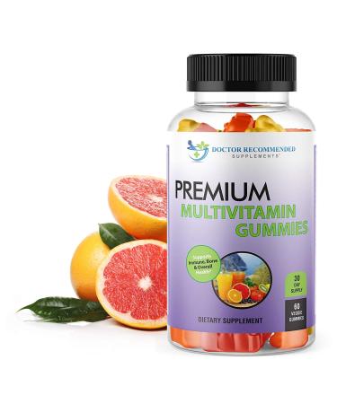 Multivitamin Gummies for Adults and Kids with Vitamin A C D3 E B6 B12 Biotin and Zinc with No High Fructose Corn Syrup Gluten or Artificial Sweeteners - 60 Gummy Vitamins Full 30-Day Supply