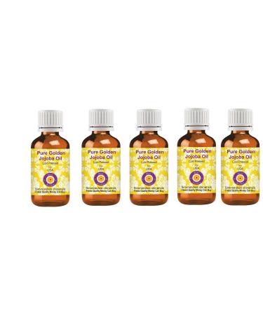 Deve Herbes Pure Golden Jojoba Oil Simmondsia chinensis 100 Natural Therapeutic Grade Cold Pressed for Personal Care Pack of Five 100ml X 5 169 oz