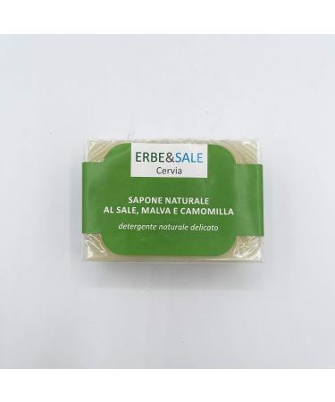 Amarcord Erbe&Sale de Cervia Natural Soap with Salt Mauve and Chamomile Natural Delicate Cleanser 100g Made in Italy