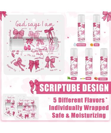 Sacubee 25 Pack Pink Bow Christian Gifts Bulk for Women Men Religious Lip Balms Bulk Church Party Favors Christmas Party Gifts Stocking Stuffers Bible Verse Study Supplies for Employee Staff Coworkers - Buy Online on GoSupps.com
