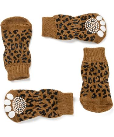 Harfkoko Pet Heroic Anti-Slip Knit Leopard Print Dog & Cat Socks | Rubber Reinforced Paw Protectors for Indoor Wear | Small-Medium-Large Dogs & Cats - Buy Online on GoSupps.com