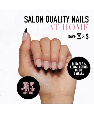 Glamnetic Press On Nails - Caviar | Semi-Transparent Short Almond Nails | Reusable 30 Nail Kit with Glue | 15 Sizes Available - Shop Internationally - Buy Online on GoSupps.com