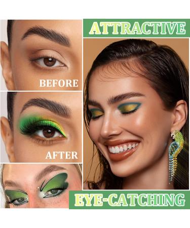 Green Eyeshadow Palette Makeup 16 Colors Highly Pigmented Long Lasting Waterproof Glitter Eye Shadow Plattet Blendable Forest Green Yellow Colorful Matte Eyeshadow Makeup Palette for Women - Buy Online on GoSupps.com