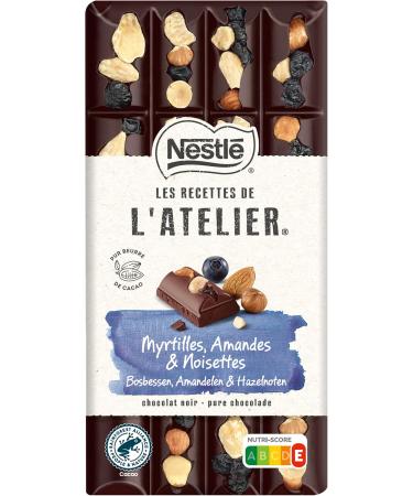  LES RECETTES DE L ATELIER Nestl Les Recettes de L'Atelier - Dark Chocolate Blueberries Hazelnuts Almonds - 170g bar - Buy Online on GoSupps.com