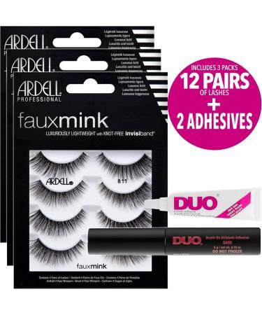 Ardell Multipack Lashes Faux Mink 811-12 pairs & duo Brush eyelash glue Dark - 2 Packs 5 Count - Buy Online on GoSupps.com