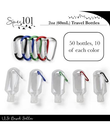 50 Pack 2oz Keychain Travel Bottles with Carabiner for Hand Sanitizer - Clear Plastic, Refillable & Bulk Pack - Buy Online on GoSupps.com