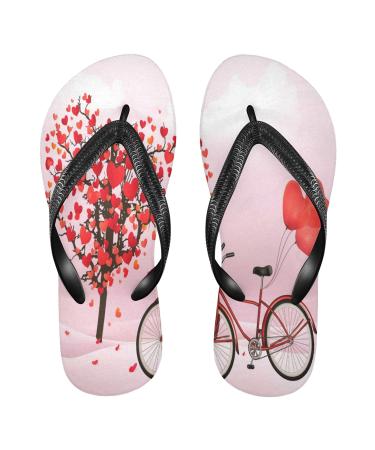Mnsruu Valentine's Day Heart Bike Love Tree Flip Flops Flop Flops Sandals Home slippers Hotel Spa Bedroom Travel for Men Women