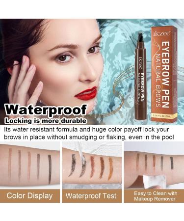 2024 New 3D Waterproof Eyebrow Pen - Microblading Pencil with 4 Fork Tip & Spoolie Brush - Dark Brown #2 for Perfect Brows - Buy Online on GoSupps.com