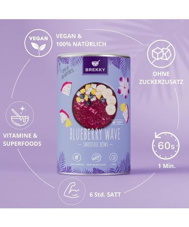 BREKKY BlueBerry Wave Smoothie Bowl - Vegan 100% Natural No Added Sugar Easy Prep Superfood Breakfast - Buy Online on GoSupps.com