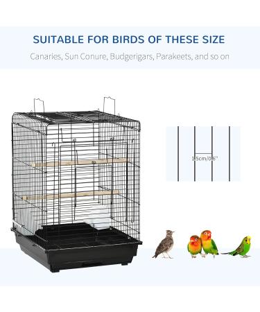 PawHut 23" Bird Cage Flight Parrot House Cockatiels Playpen with Open Play Top and Feeding Bowl Perch Pet Furniture Black - Buy Online on GoSupps.com