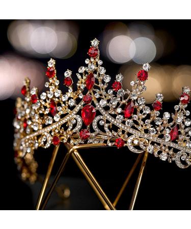 SWEETV Crystal Royal Queen Crown Tiara - Rhinestone Princess Headband for Prom & Birthday in Red - Buy Online on GoSupps.com