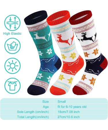 Kids Ski Socks 2/3 Pairs Knee-high Warm Thermals for 6-10 Yrs Boys Girls - Small Orange/Blue/Red - Buy Online on GoSupps.com