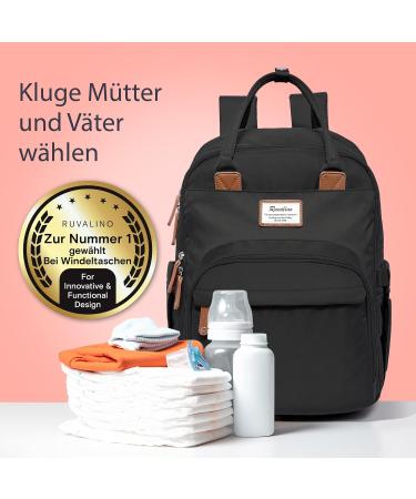 Ruvalino Baby Wrap Backpack | Multifunctional Diaper Bag | Waterproof Reise Backpack | Big Capacity Baby Bag with Diaper Pad (Black) - Ideal for Childcare - Buy Online on GoSupps.com