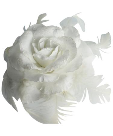 White Rose Hair Clip Large Rose Fascinator Flower Hair Clip White Hair Accessories Clips Elastic Wedding Hair Flower 1pc