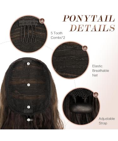Shop Fine Long Braid Ponytail Hair Extensions - Wavy Curly Synthetic Clips in Black Brown & Blonde - 65cm for Women - Buy Online on GoSupps.com