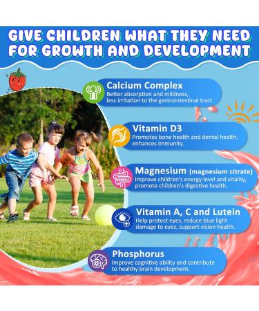 Kids Calcium Gummies + D3 & Magnesium +Kids Brain Gummies with Lion's Mane Mushroom Methyl B6 B9 B12 Supper Green - Buy Online on GoSupps.com