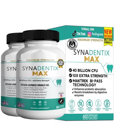 GREENVIFY SynaDentix Max Probiotic Supplement 40 Billion CFU MAKTREK Bi-Pass Technology 60 Capsules 30-Day Supply (2)