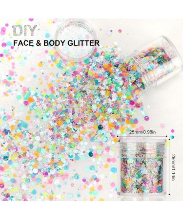 12 Pack Face Glitter - Festival Chunky Cosmetic & Body Glitter for Hair & Nail | Sparkling Mixed Colors - Buy Online on GoSupps.com