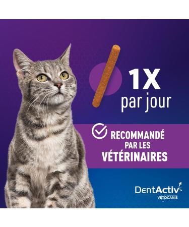 Vetocanis | Dentactiv | Cat Dental Stick | Cat Treats | Cat Health and Hygiene | Rich in Meat & Fish | 55% Chicken 26% Salmon | Recommended by Veterinarians | Anti-plaque System - Buy Online on GoSupps.com