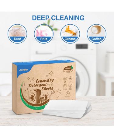 JamBer Laundry Detergent Sheets - 60 Plant-Based Strips Zero Waste Fresh Scent Ideal for Home Dorm Travel and Camping - Buy Online on GoSupps.com