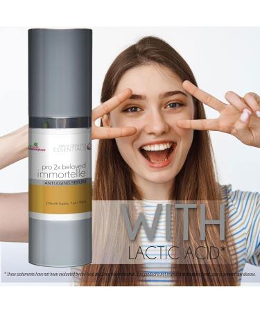 Pro 2x Beloved Immortelle Serum - Anti-Aging & Collagen Booster - 2 Month Supply - Fade Dark Circles & Tighten Skin - Alpha Hydroxy Acid with Aloe - Buy Online on GoSupps.com