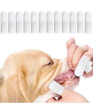 Dog toothbrush fingerling reusable pet fingers toothbrush fingering dog dental care anti-plaque fingers dog efficient and clean pet toothbrush made of knitting tissue (12 pieces)