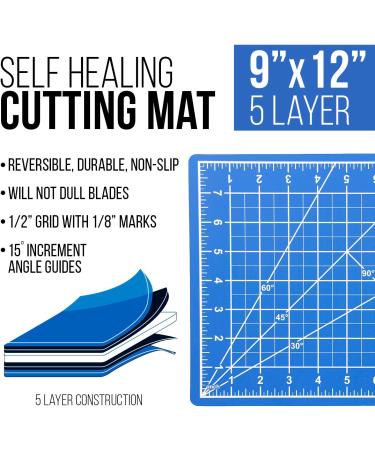 US Art Supply 9x12 Pink/Blue Self Healing Cutting Mat - Professional 5-Ply Double Sided Non-Slip Mat for Scrapbooking, Quilting, Sewing & Crafts - Buy Online on GoSupps.com