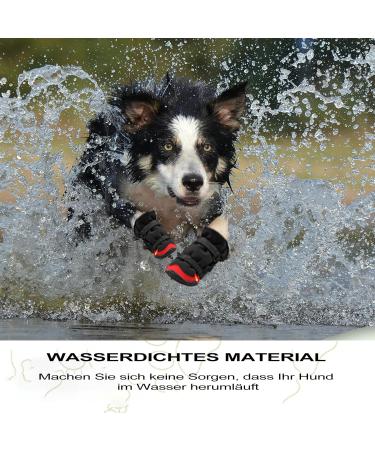 Waterproof Dog Shoes for Medium Dogs | 4-Piece Non-Slip Paw Protection with Adjustable Reflective Velcro - Red & Black - Buy Online on GoSupps.com
