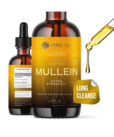 Mullein Leaf Extract - Organic Lung Cleanse - Mullein Drops for Lung Health - Made in USA - Natural Lung Support Supplement - Herbal Respiratory Relief - Mullein Extract Tincture 4 Oz - Buy Online on GoSupps.com
