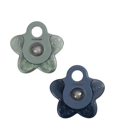 Filibabba Cooling Teething Rings Pack of 2 | Cooling teething ring filled with water | Teething aid for babies (Blue) Blue Blue