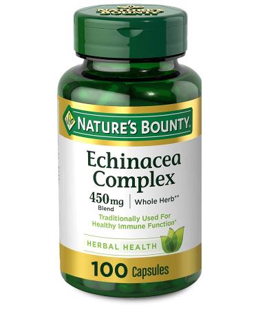 Echinacea Complex by Nature's Bounty, Herbal Supplement, Supports immune Health, 450 mg, 100 Capsules - Buy Online on GoSupps.com