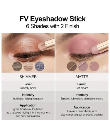 FV Long Lasting Cream Eyeshadow Stick - Waterproof High Pigmented Duo with Blender - Crease-Proof Natural Finish (02 Rose Matte - Buy Online on GoSupps.com