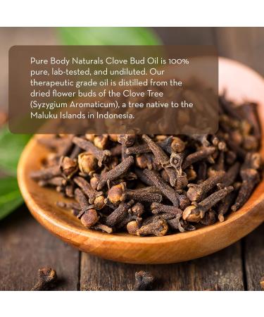 Pure Body Naturals Clove Bud Essential Oil 10ml - 100% Pure Therapeutic Grade for Aromatherapy & Natural Relief - Buy Online on GoSupps.com