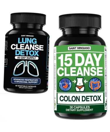 Saint Mingiano 15 Day Cleanse Colon Detox - with - Lung Cleanse Detox 60 Day Cleanse