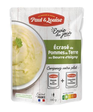 Paul & Louise Envie Du Jour - Ecras de pommes de terre au beurre d'Isigny 180g - Sachet micro ondable - Pr t en 2 min - combiner avec nos sachets de viande ou de poisson