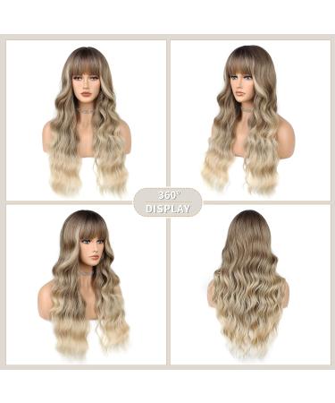 Faelbaty Long Curly Blonde Ombre Wig for Women | Natural Cosplay Wig with Ponytail | Perfect for Girls - Buy Online on GoSupps.com
