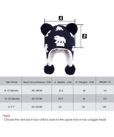LANGZHEN Toddler Winter Hat with Earflap, Fleece Lined Beanie for Boys & Girls 2-4 Years - Navy Stripe + Polar Bear Navy - Buy Online on GoSupps.com