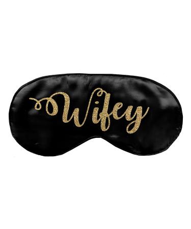 Wifey Silk Bride Sleep Eye Mask - Black and Gold