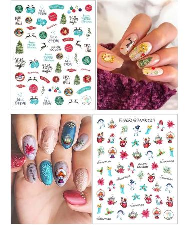 Kalolary 8 Sheets Christmas Nail Art Stickers Ultralight 3D Self-Adhesive Snowflake Santa Reindeer Socks Clause Nail Decals for Women Girls Kids Christmas Parties Nail Art Decoration - Buy Online on GoSupps.com