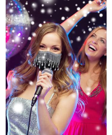 SATINIOR 2-Piece Sparkly Rhinestones Mesh Face Covers with Bling Crystal Tassels - Perfect for Halloween, Masquerade Parties, and Nightclubs - For Women and Girls - Buy Online on GoSupps.com