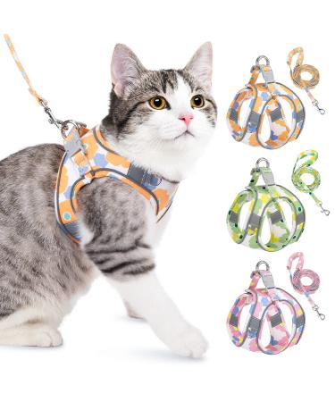 Lukovee Cat Harness and Leash for Walking, Adjustable Escape Proof Vest Harness for Kitten with Reflective Strips Lightweight Step-in Jacket for Cats Puppy Small Pet Traveling Hiking XXS ( Chest 11.0''  12.2'') Orange