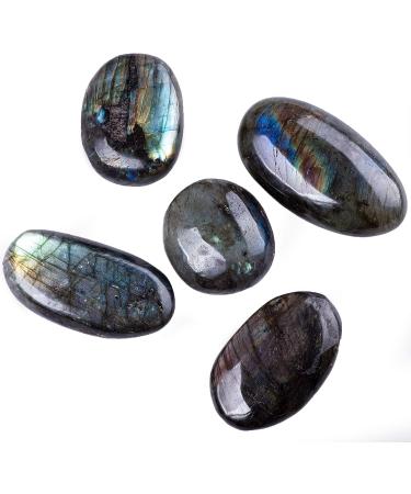 UNIHOM Natural Labradorite Palm Stone 1.5-2.7 - Irregular Polished Gemstone for Anxiety Relief - Buy Online on GoSupps.com