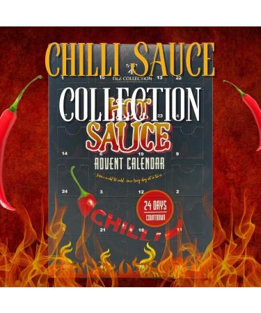 Chilli Advent Calendar 2023-24 Days of Hot Chilli Sauce Advent Calendar with 20 Fiery Flavours - Christmas Hot Sauce Gift Set for Chilli and Spicy Foods Lovers (Black (Sachet)) - Buy Online on GoSupps.com