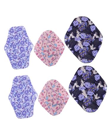 Washable Cloth Pads 6pcs Washable Pad Reusable Period Pads Reusable Menstrual Pads Cloth Pad Panty Liners Girls Pad Girl Napkin Aunt Towel Reusable Menstrual Pads