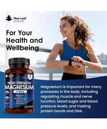 High Absorption Magnesium Citrate Capsules 1620mg - 240 Count - Vegan Friendly - Muscle, Bone & Sleep Support - Made in the UK - Buy Online on GoSupps.com