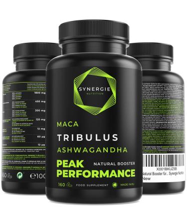 Tribulus Terrestris High Dose + Maca + Ashwagandha | Zn + Se + Ca + Vit.D | 160 capsules | Peak Performance by Synergie Nutrition - Buy Online on GoSupps.com