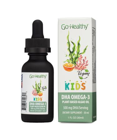 Go Healthy DHA Omega 3 for Kids, Toddlers & Infants - Vegan Fish Oil Alternative, Organic Orange Flavor, 30-60 Servings - Buy Online on GoSupps.com